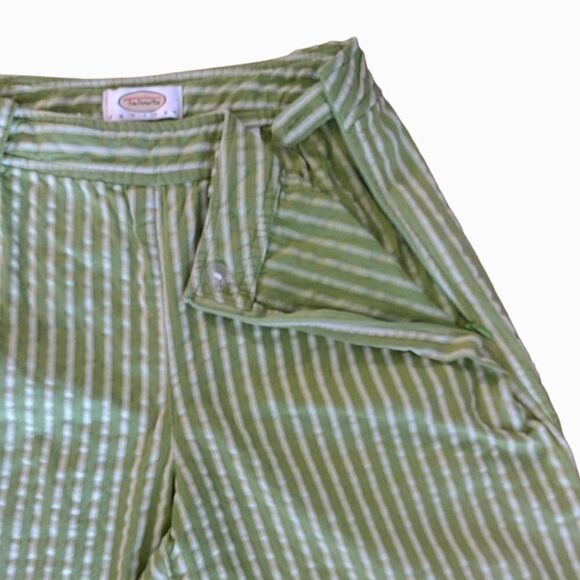 VTG 80s Lime Green Striped High Waist Stretch Mom Capri Pants SZ 8 - Picture 11 of 13